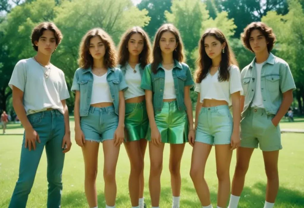 Group of Latin teens in a high school or party drama setting