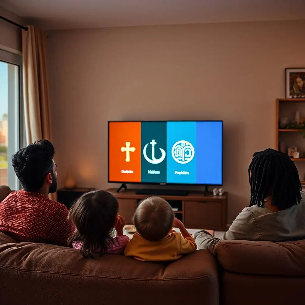 Family streaming religious content on Magis TV at home