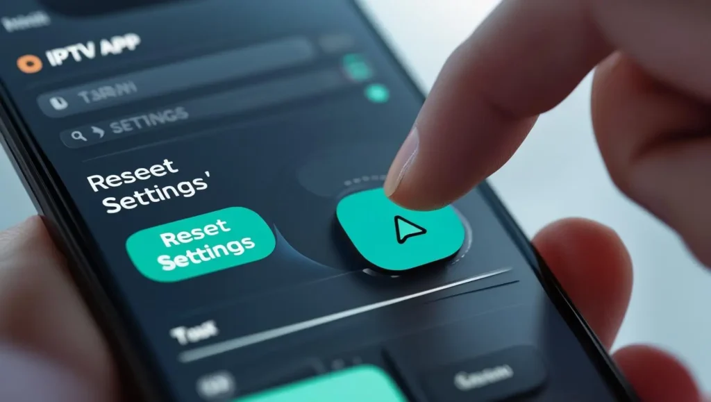 Reset option highlighted in Magis TV settings