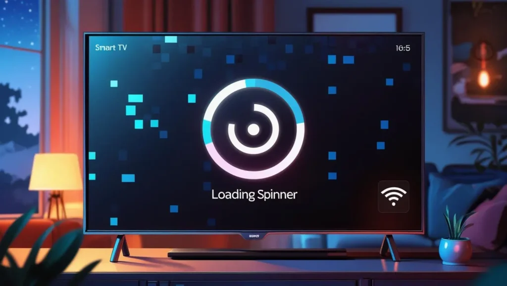 Buffering symbol on a TV while streaming Magis TV