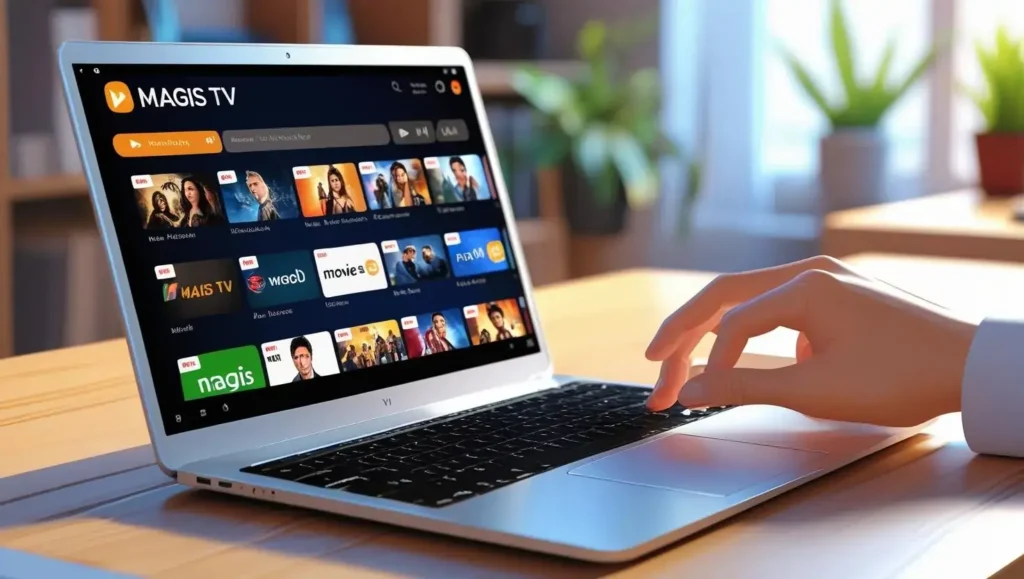 Computer screen showing Magis TV being installed inside an Android emulator like Bluestacks