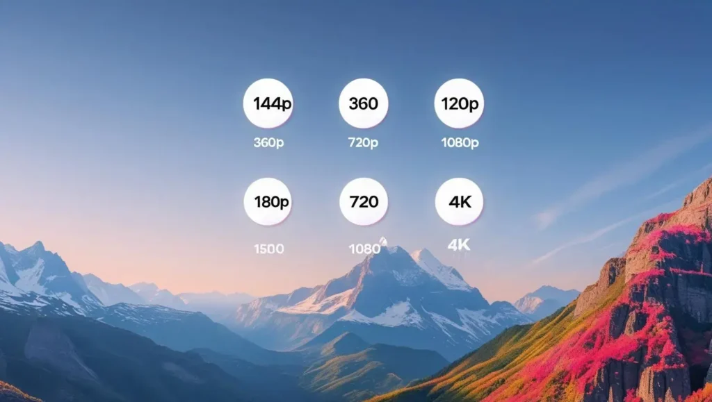 Streaming resolution options on Magis TV including 144p, 720p, 1080p, and 4K