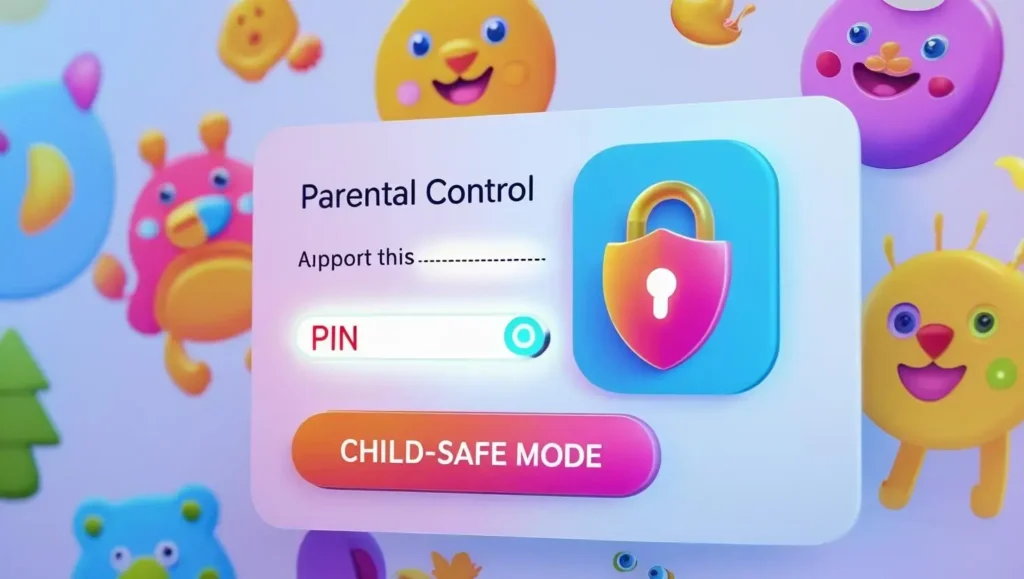 Parental control screen with child lock features and PIN entry on Magis TV