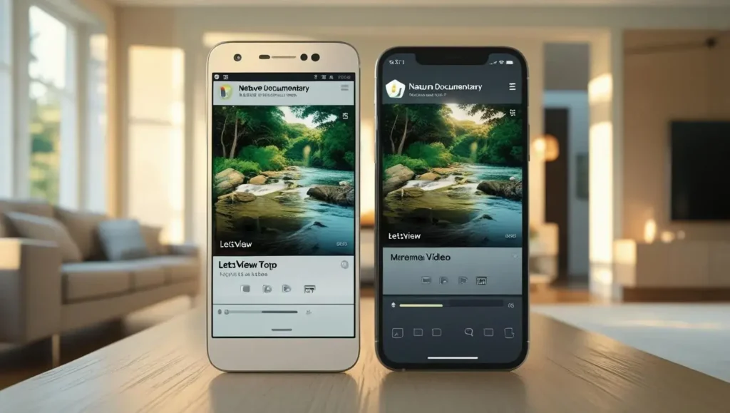 iPhone wirelessly mirroring Magis TV content from an Android device using a screen-mirroring app