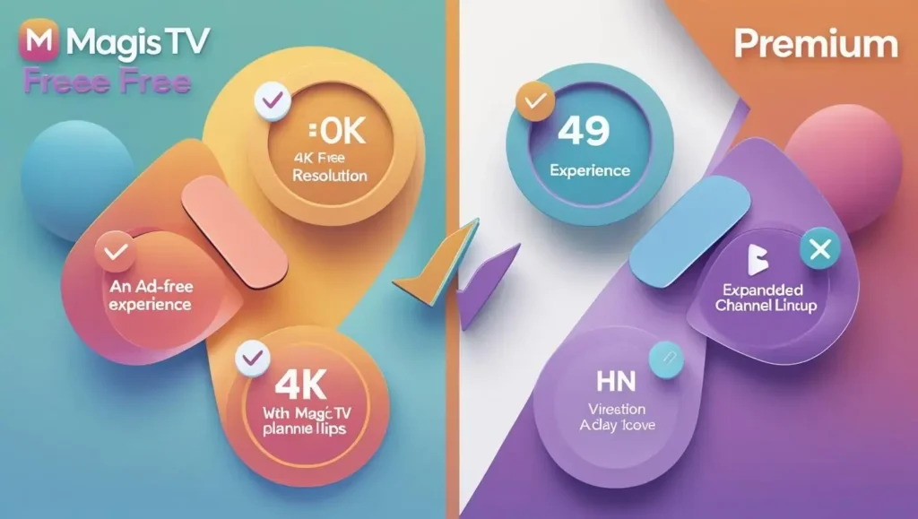 Side-by-side comparison of Free vs Premium features on Magis TV