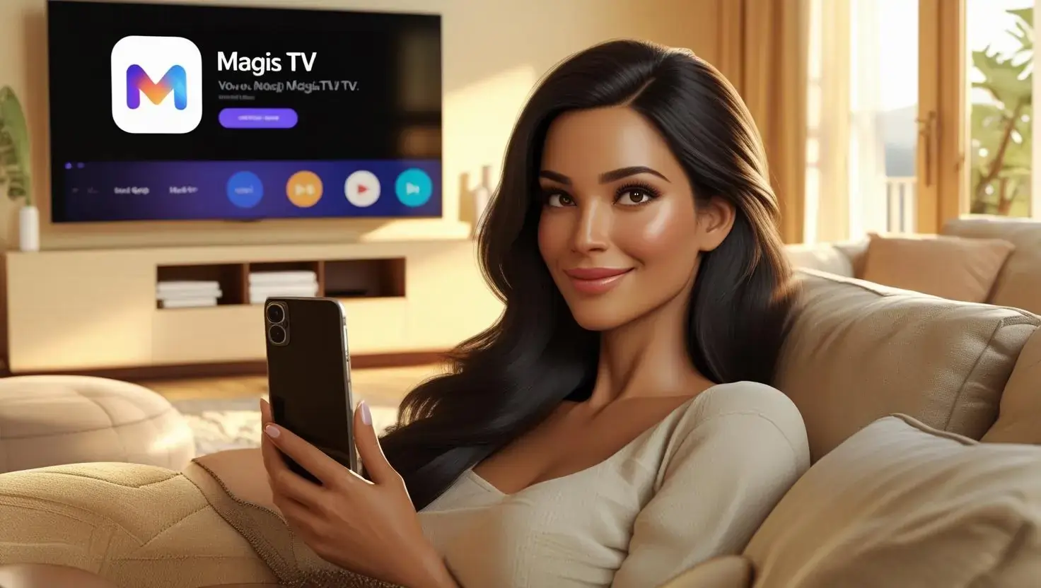 Person streaming Magis TV on iPhone and iPad