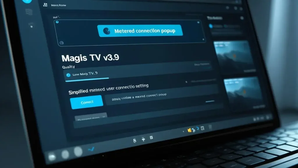 Magis TV v3.9 interface with adjustable video quality to save data